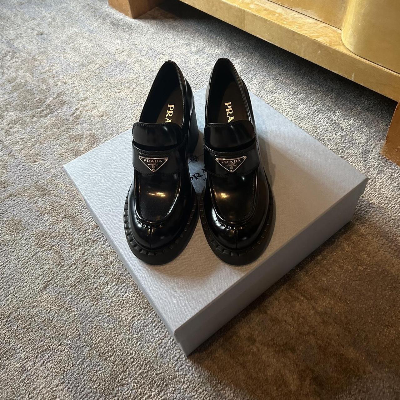 Prada heeled loafers hotsell