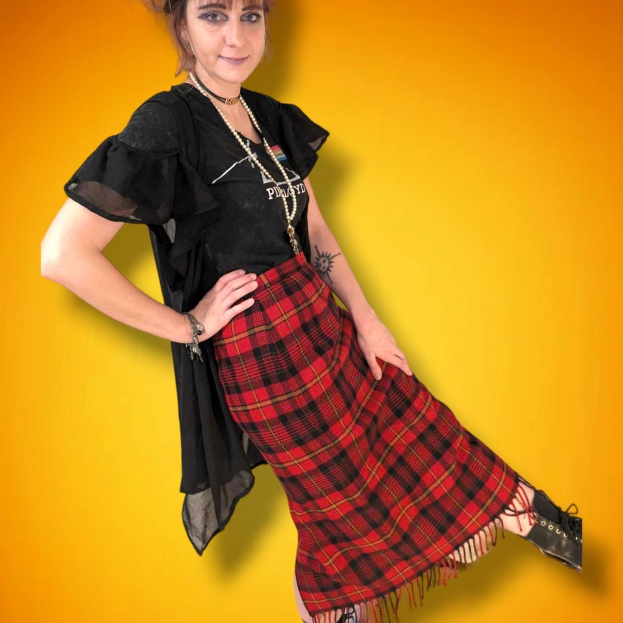 Yellow shop red plaid skirt