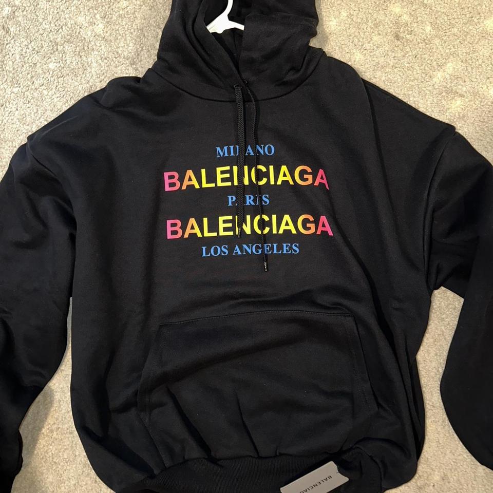 Balenciaga BB Logo black/white hoodie size small | Depop