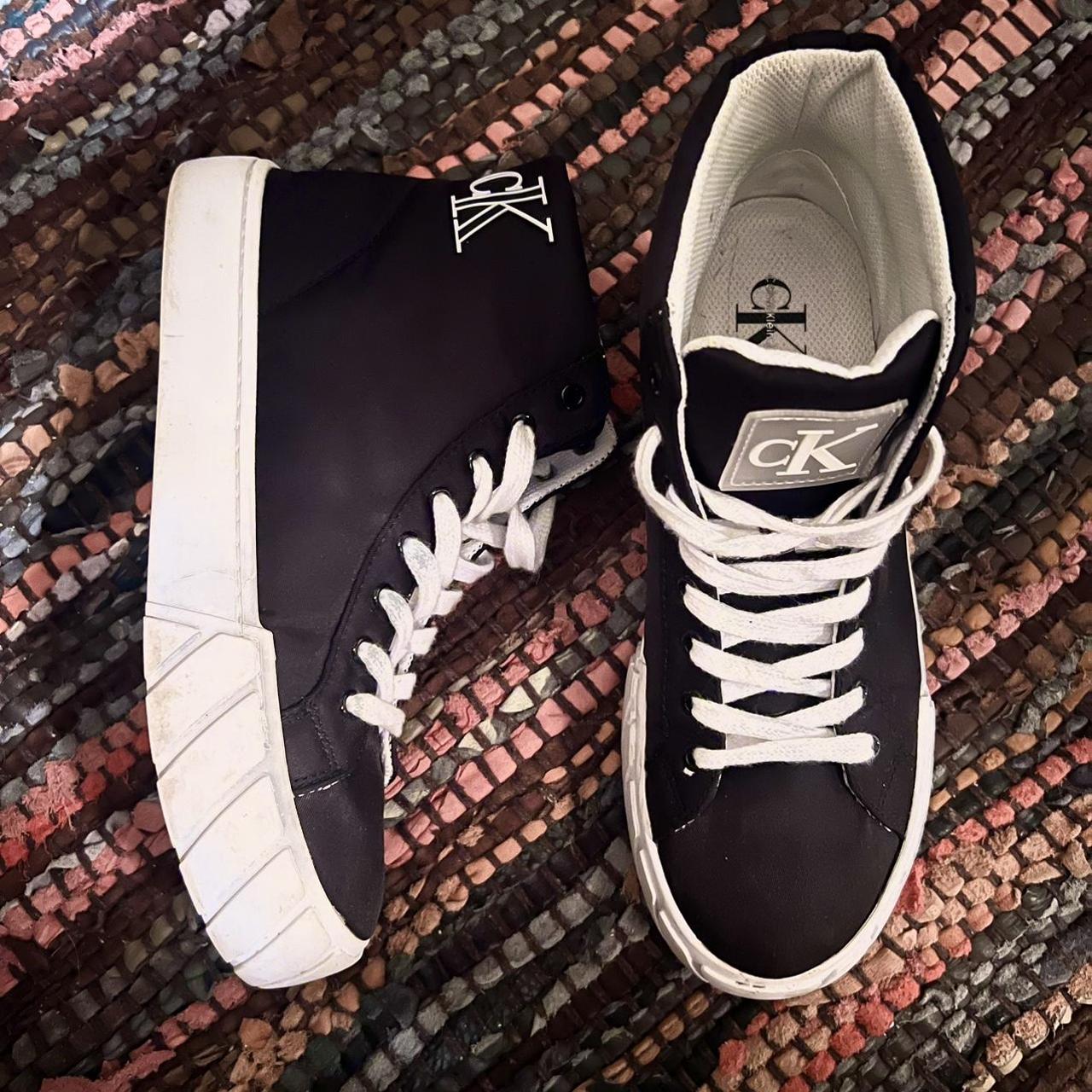 Calvin Klein Jeans Women's Black and White Trainers | Depop