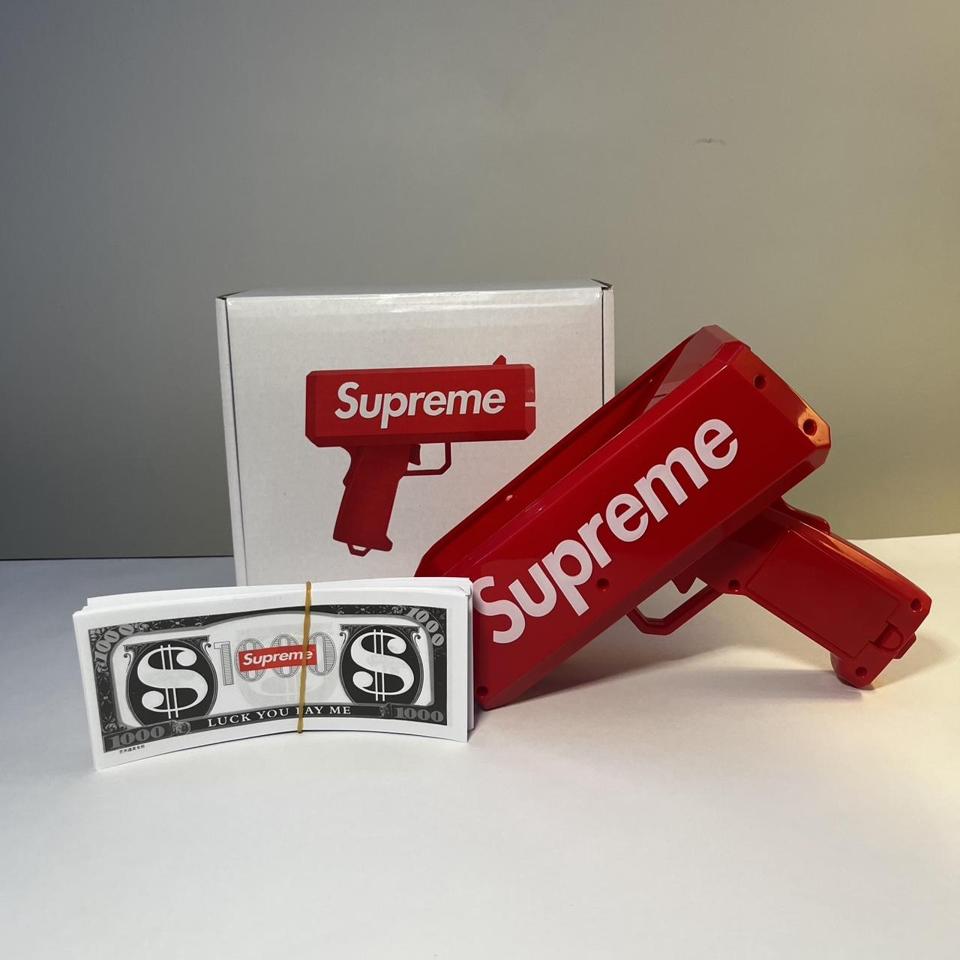 Supreme Cash Cannon Money Gun Takes 3 AA... - Depop