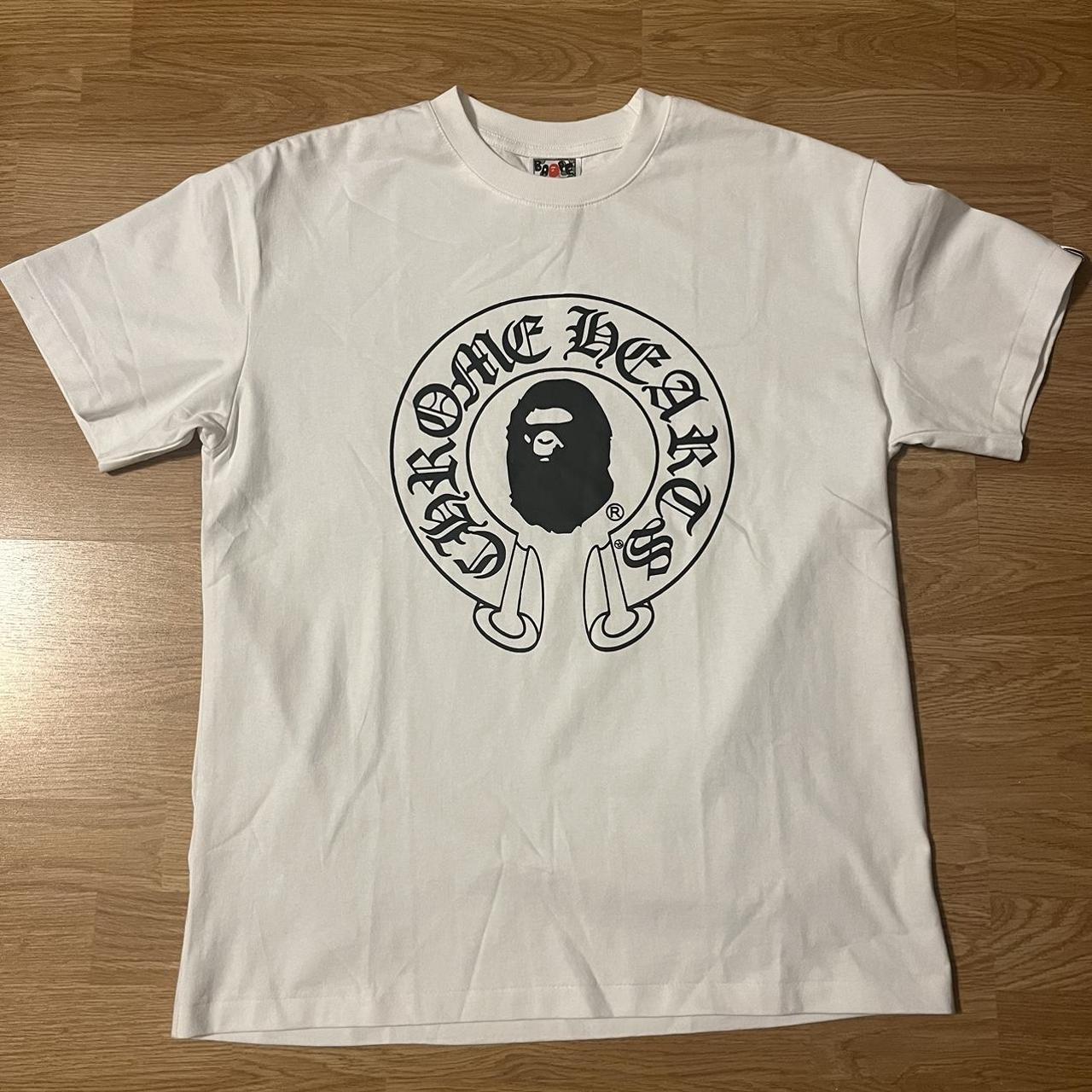 Bape x Chrome Hearts tee White and Black size Large - Depop