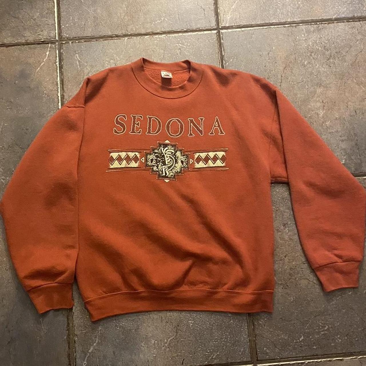 Fruit of the Loom Men's Orange and White Jumper Depop