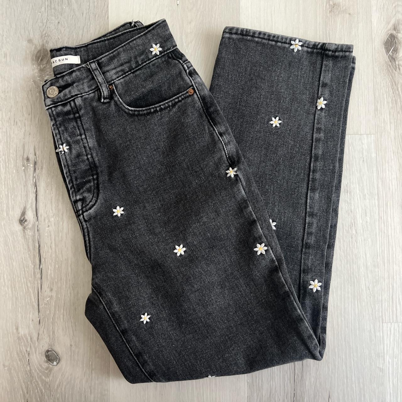 PacSun, daisy, black-washed, high-rise, Depop