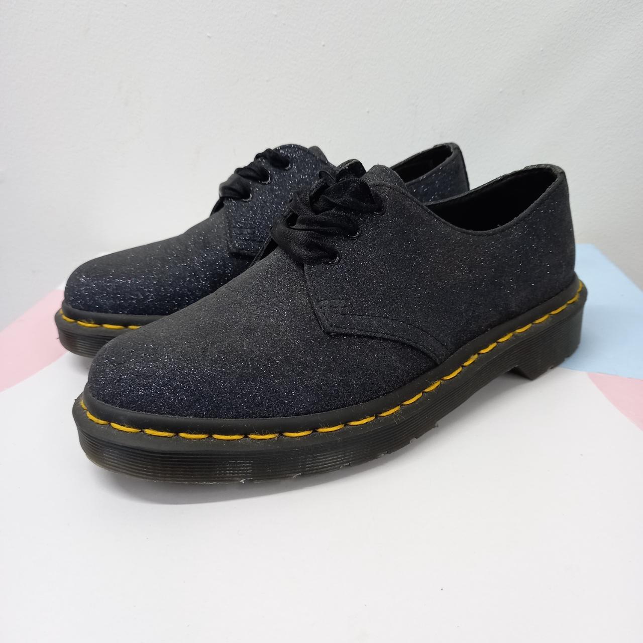 24F524 DR MARTENS 1461 Glitter Shoes Navy Ribbon