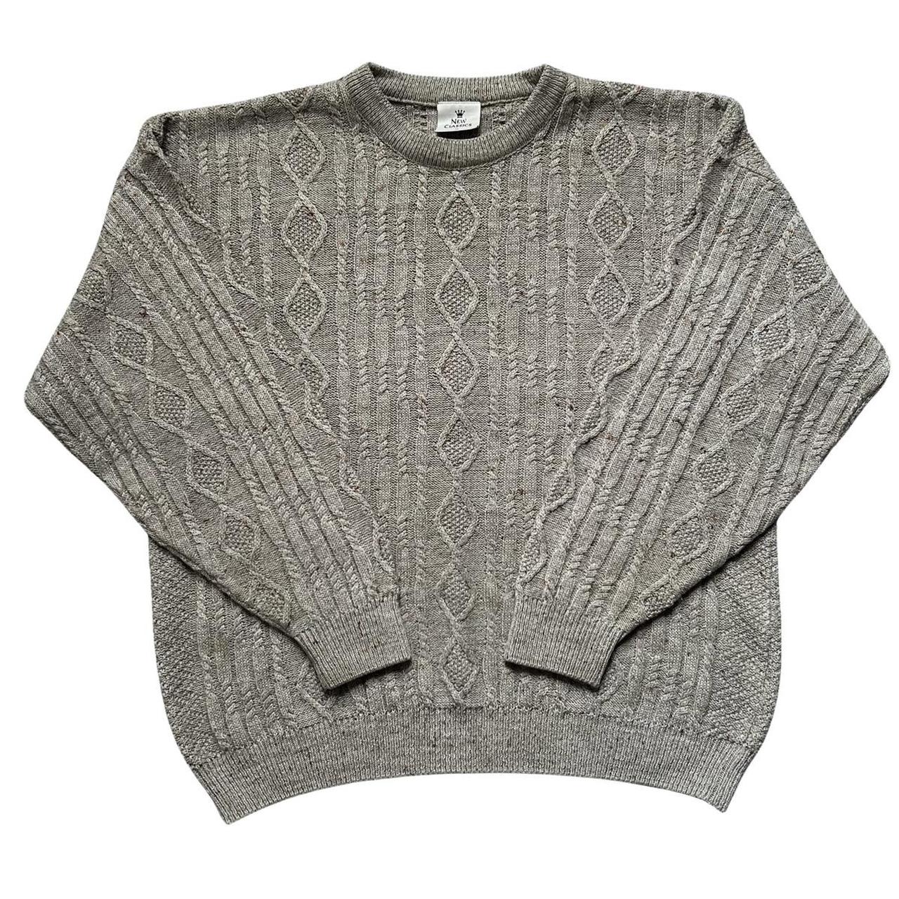 Vintage Beige Grandpa Knit Jumper Cable Knit... - Depop