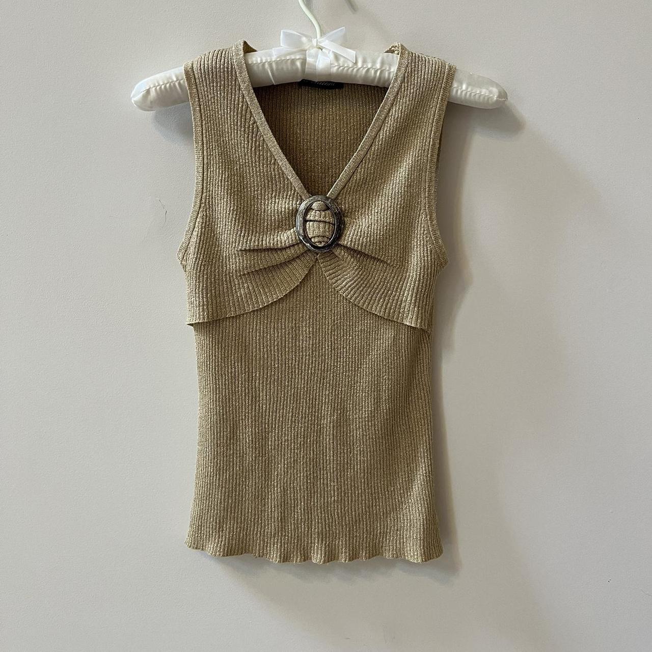 gold knit tank from the brand pendora layered top Depop