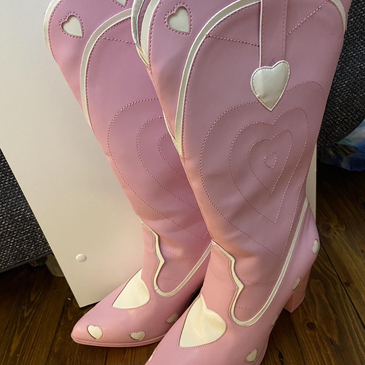 Dolls Kill Women's Pink and White Boots
