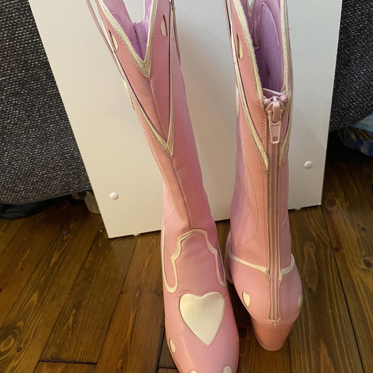 Dolls Kill Women's Pink and White Boots (3)