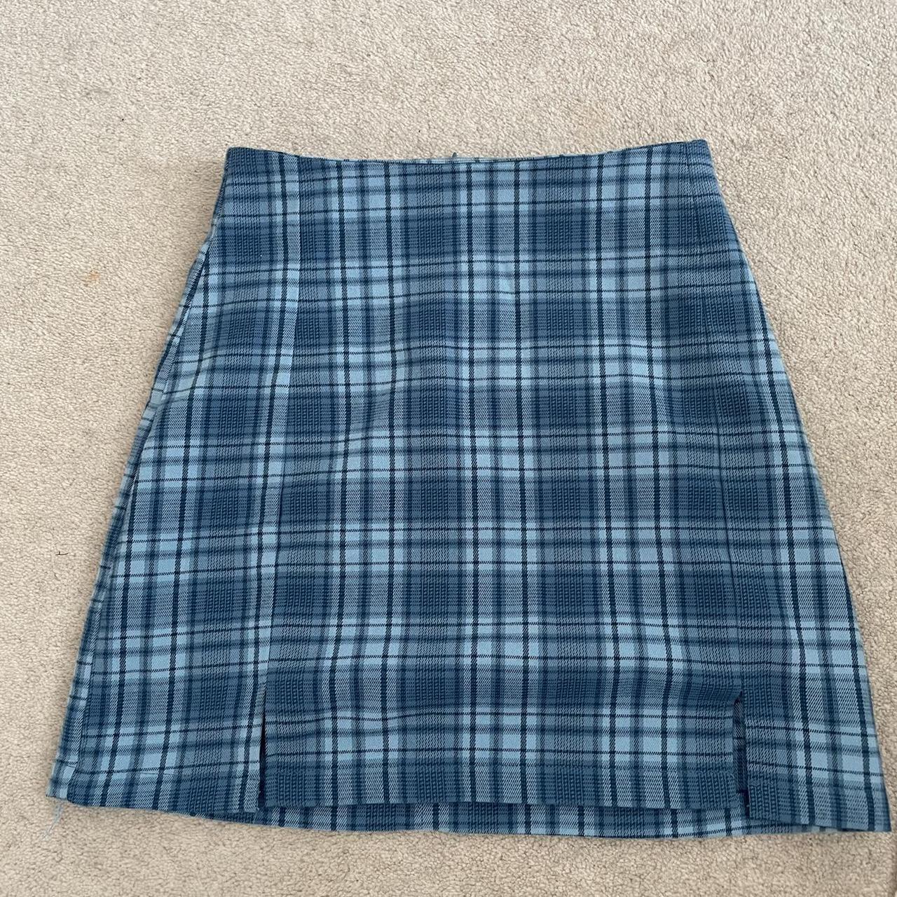 Brandy Melville blue chequered mini skirt One... - Depop