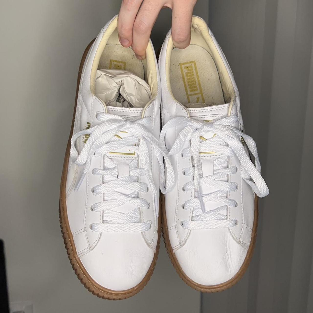 womens white puma basket trainers