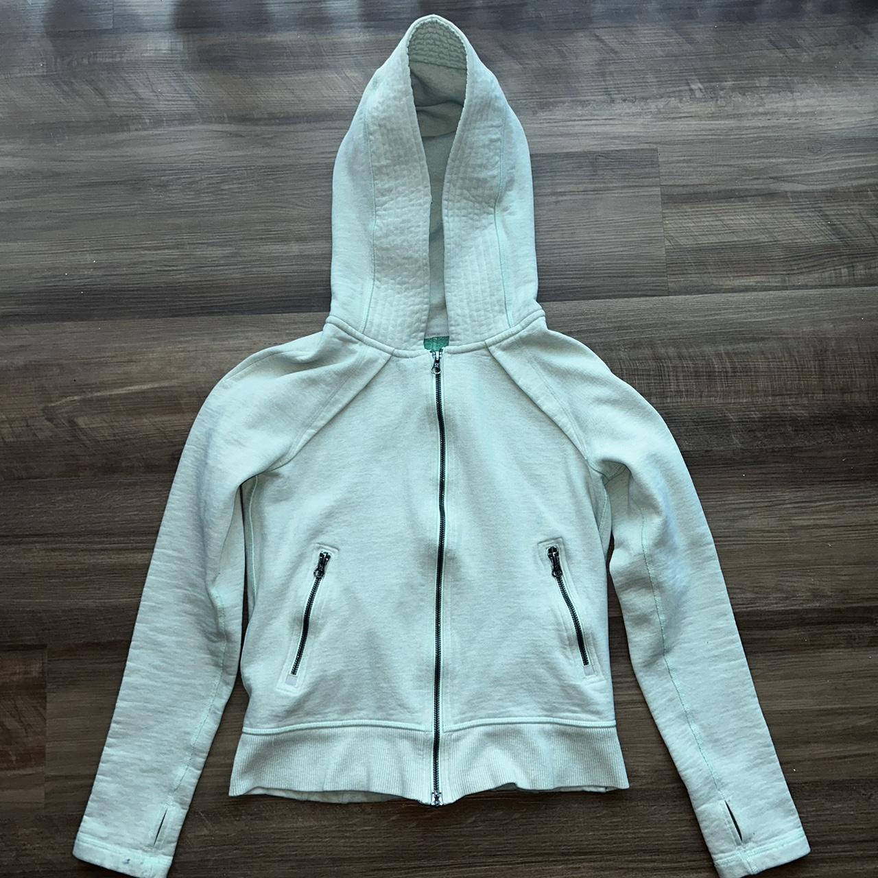 Lululemon zip up jacket. Light mint green color. A... Depop