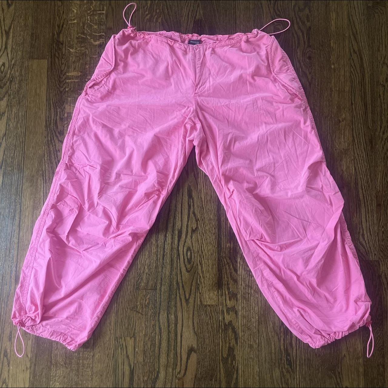 Bright Pink Low Rise Parachute Pants Super bright... - Depop