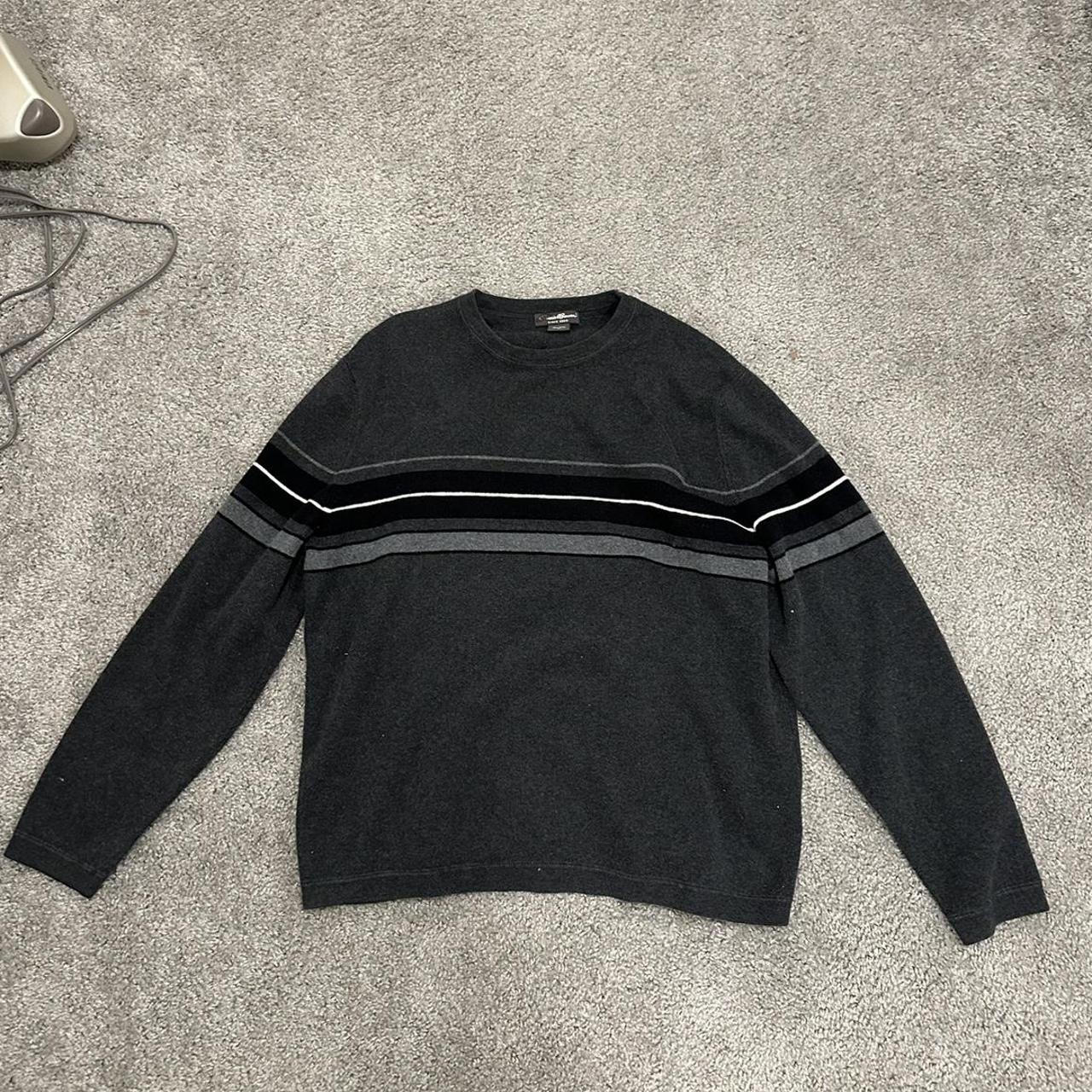 Eddie Bauer Men's Grey and Black Sweatshirt | Depop