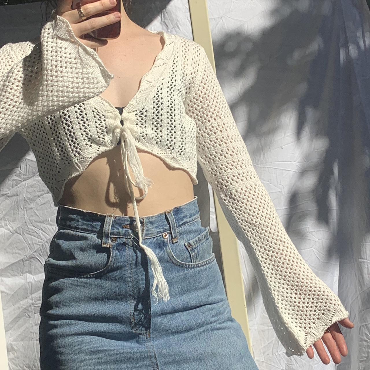 White cropped crochet top Beautiful never worn.. Depop