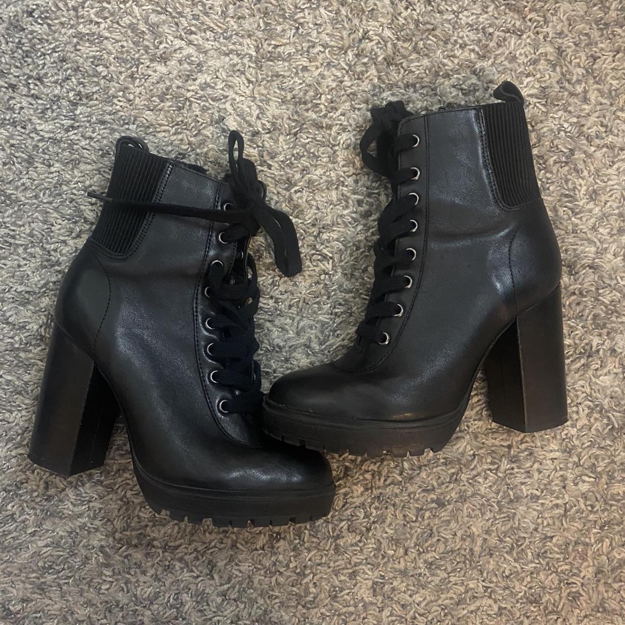 Steve Madden latch black leather combat boots with. Depop