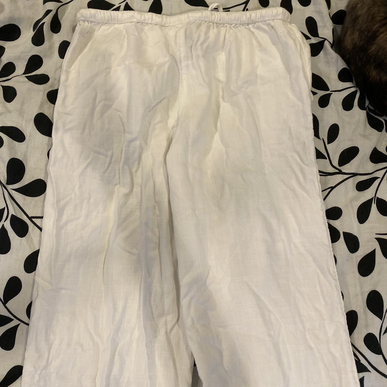 Linen pants H&M white linen pants linenpants... Depop