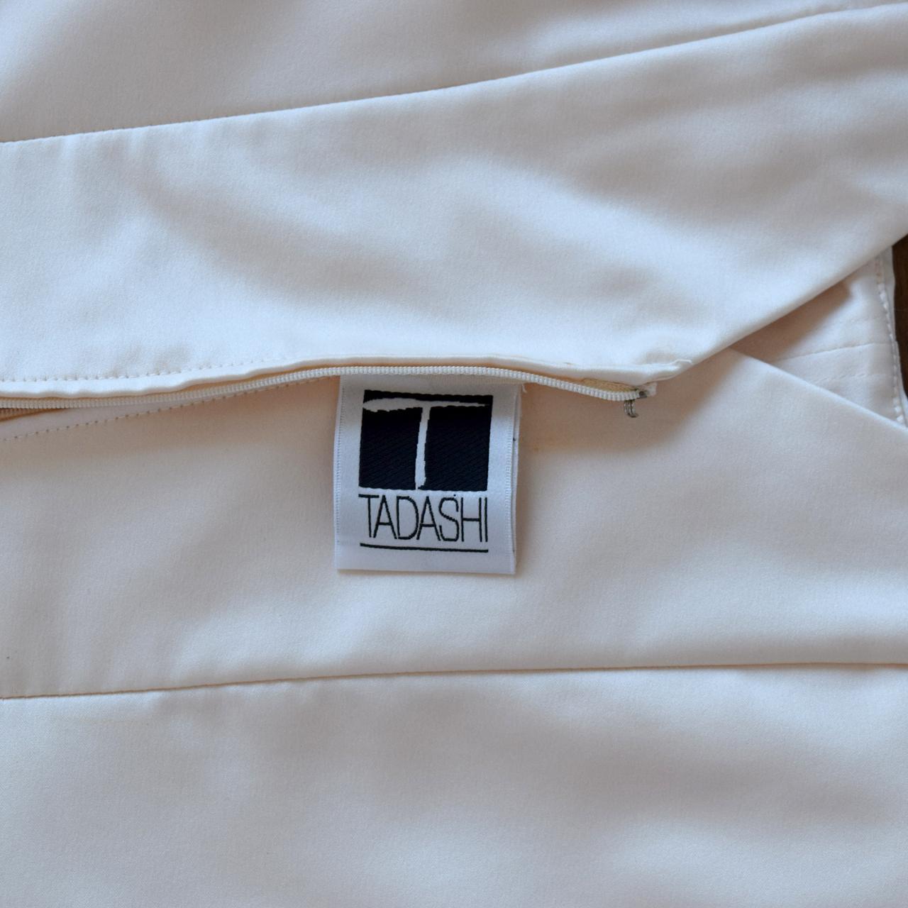 tadashi floral embroidered champagne satin corset… - Depop