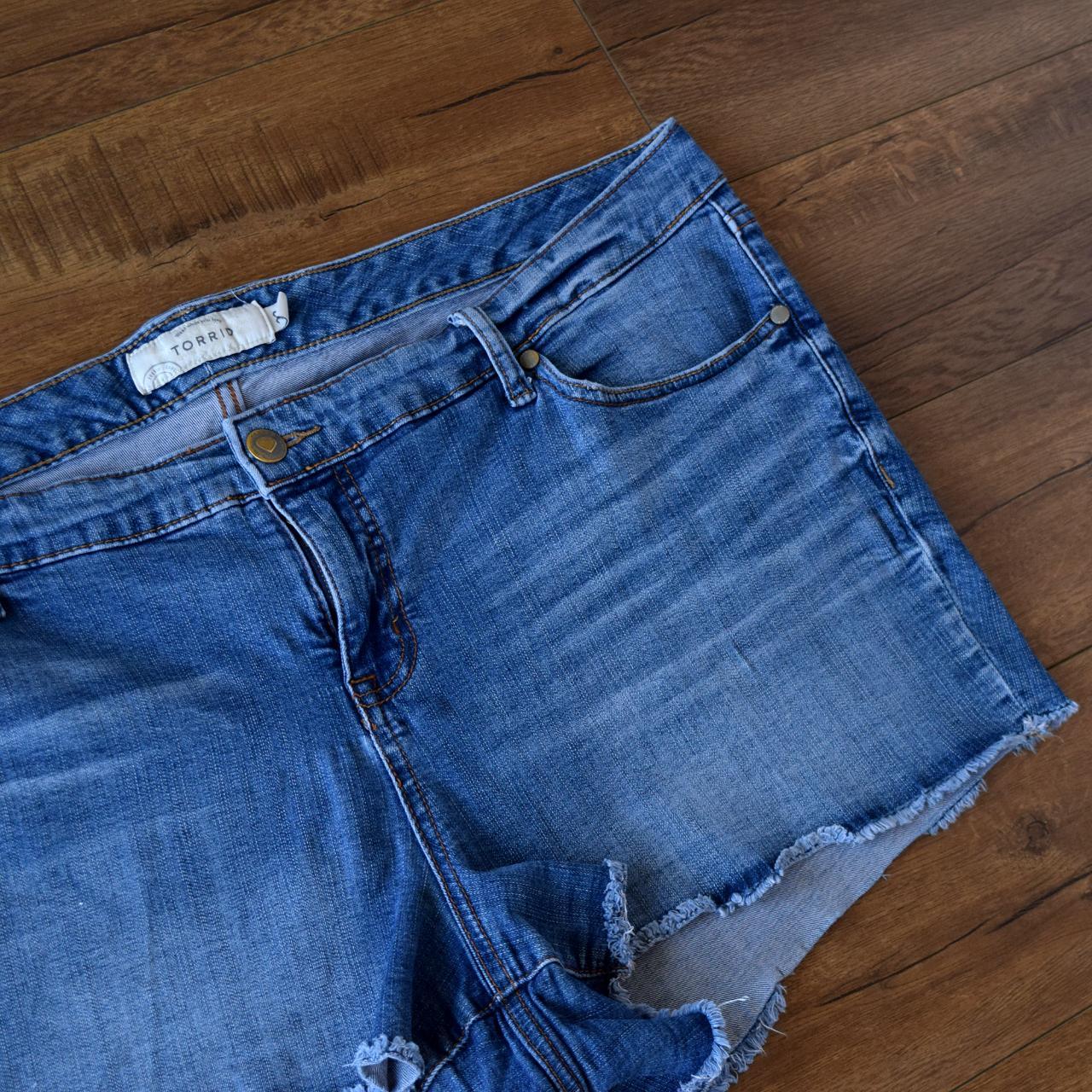 Torrid short denim shorts frayed hem plus size jean... - Depop