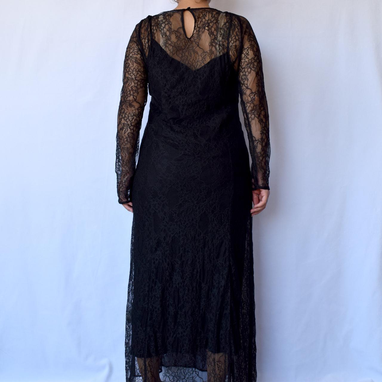 Zara black lace long sleeve maxi dress with black... Depop