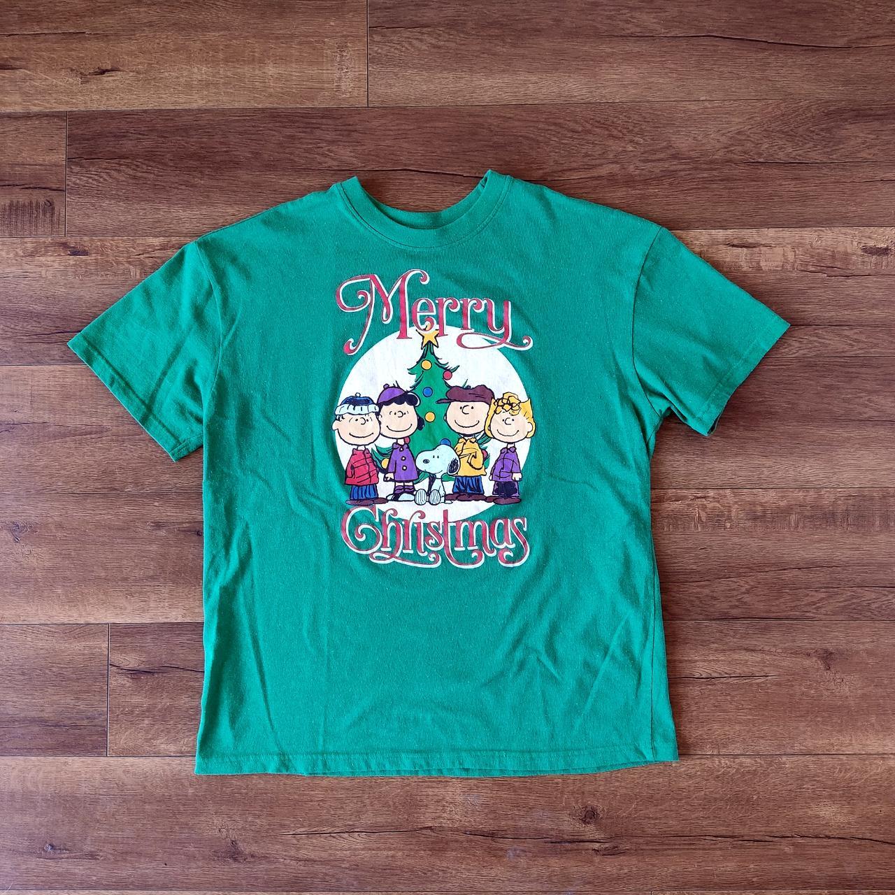 Peanuts And Friends Merry Christmas Graphic Green... - Depop