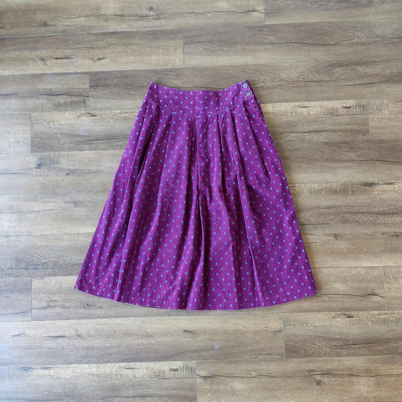 gloria vanderbilt purple corduroy pleated midi skirt... - Depop