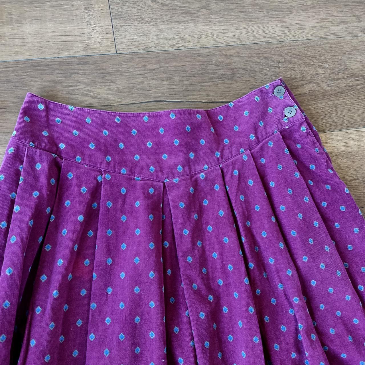 gloria vanderbilt purple corduroy pleated midi skirt... - Depop