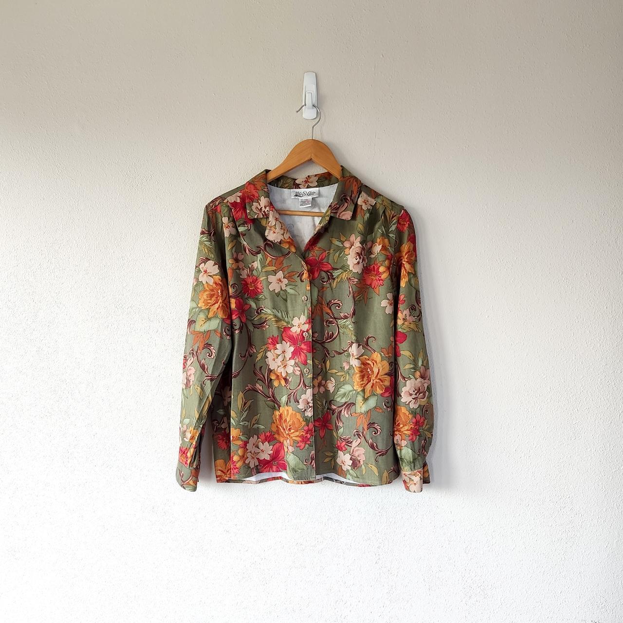 80s romantic floral print cottagecore shirt size... - Depop