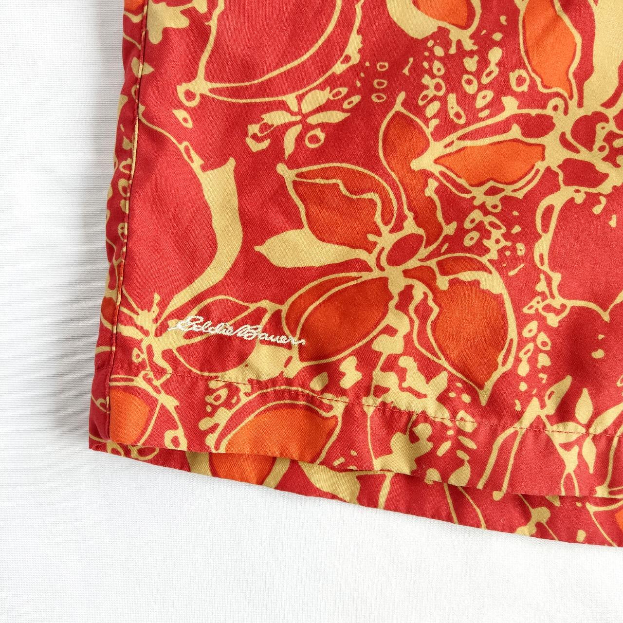 Eddie Bauer Red Floral Bermuda Shorts Men's Large... - Depop