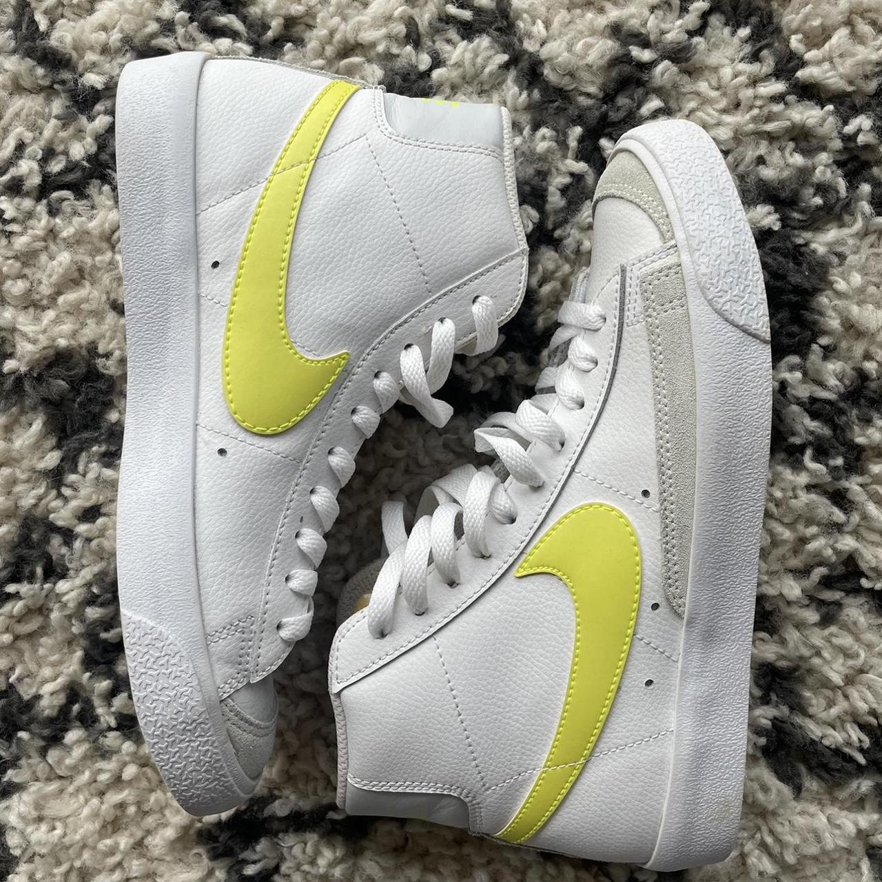 Nike Hightop Blazers Color White with Neon yellow Depop