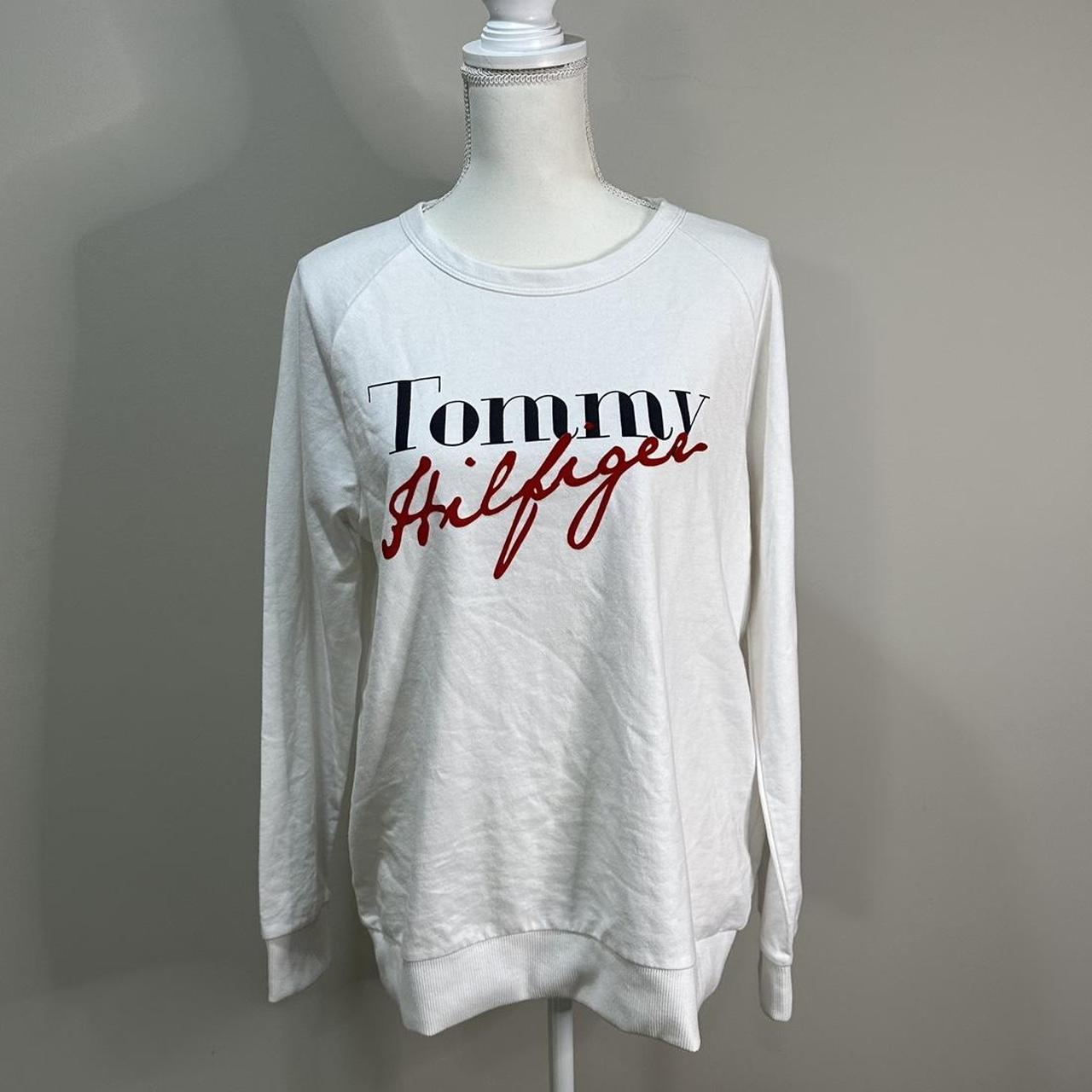 TOMMY HILFIGER Womens Gray Printed Long Sleeve Crew Neck Sweater