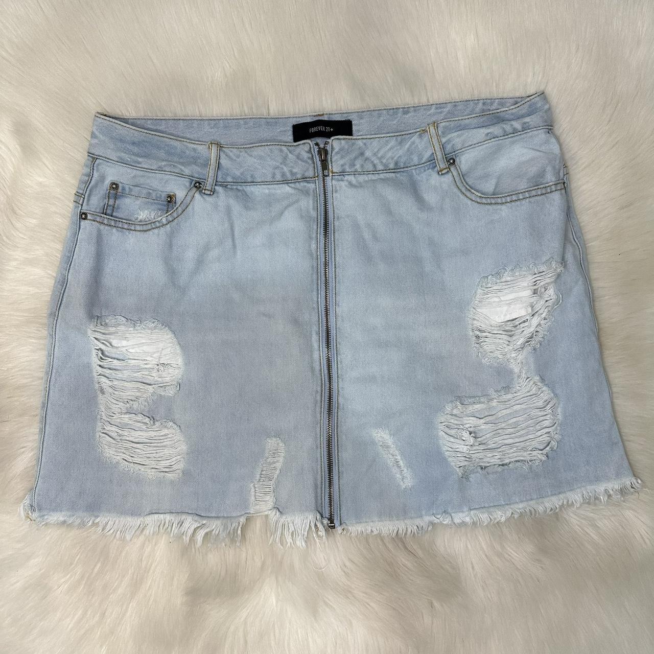 Jean skirt with zipper down the front best sale