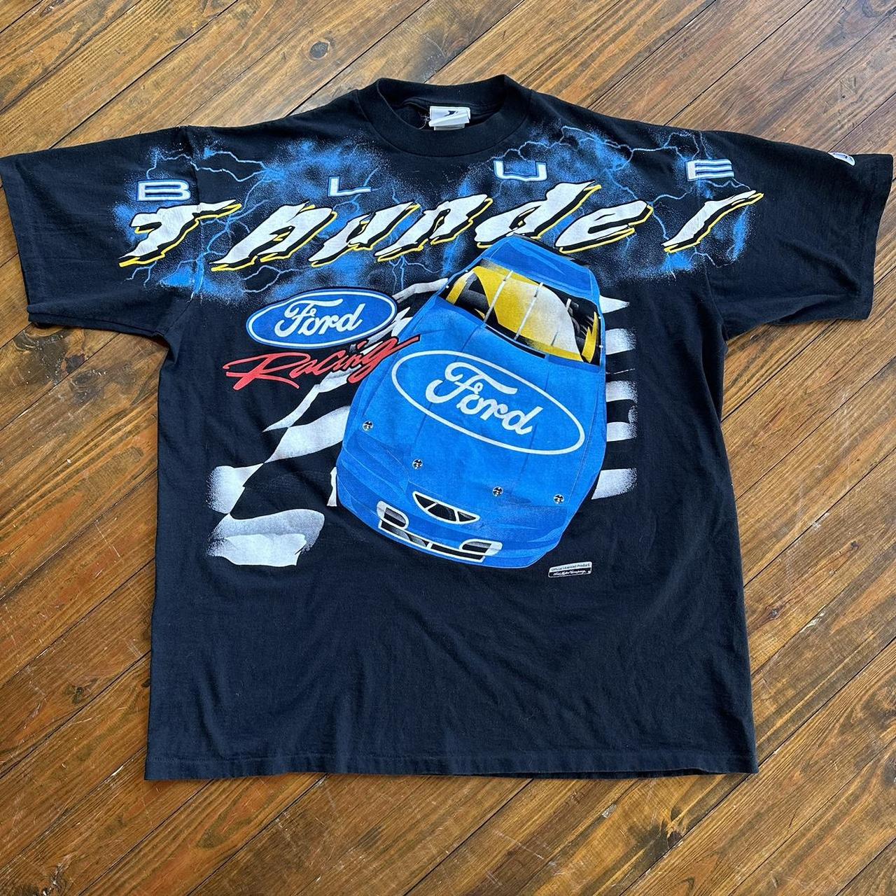 NASCAR Men's Black and Blue T-shirt | Depop