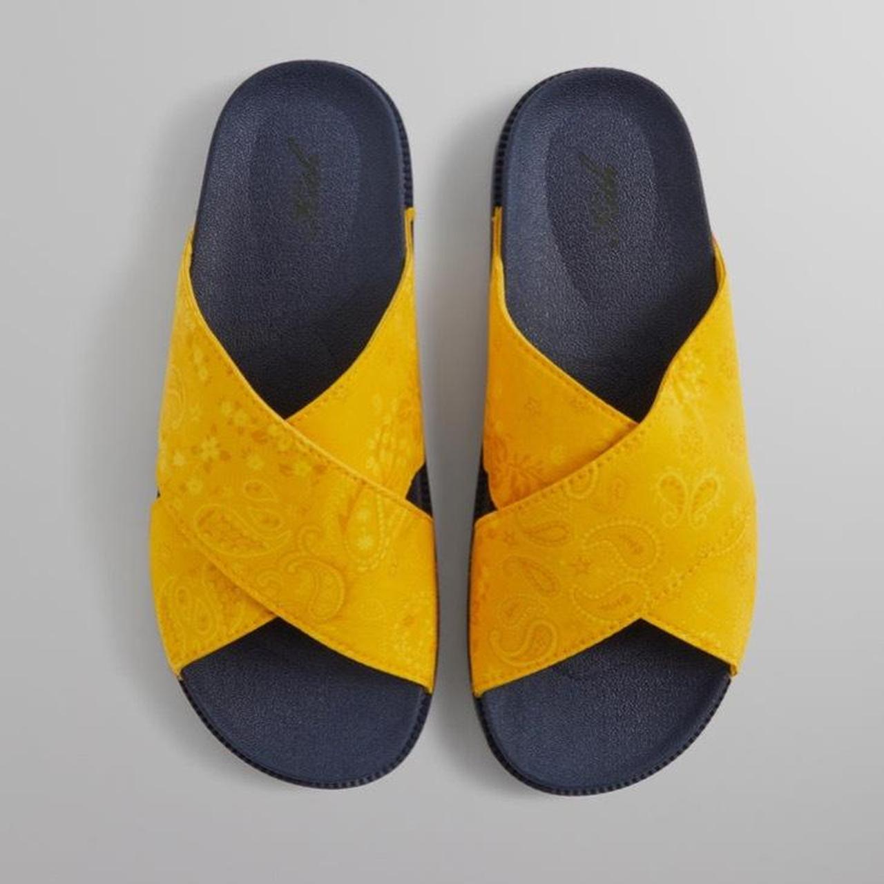 Flip Flops Kith Mens Footwear Kith Yellow Paisley Crossover Slides
