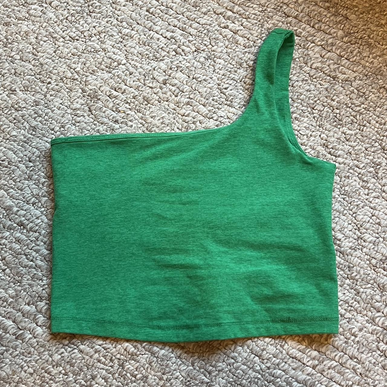 Beyond Yoga green one shoulder cropped tank size S Depop