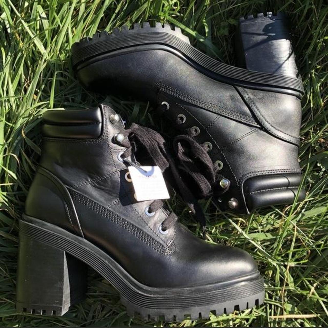 New Zara black lace up chunky platform Depop