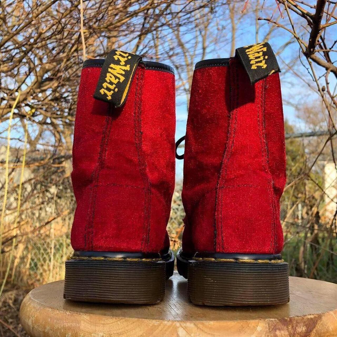 Doc martens outlet red velvet boots