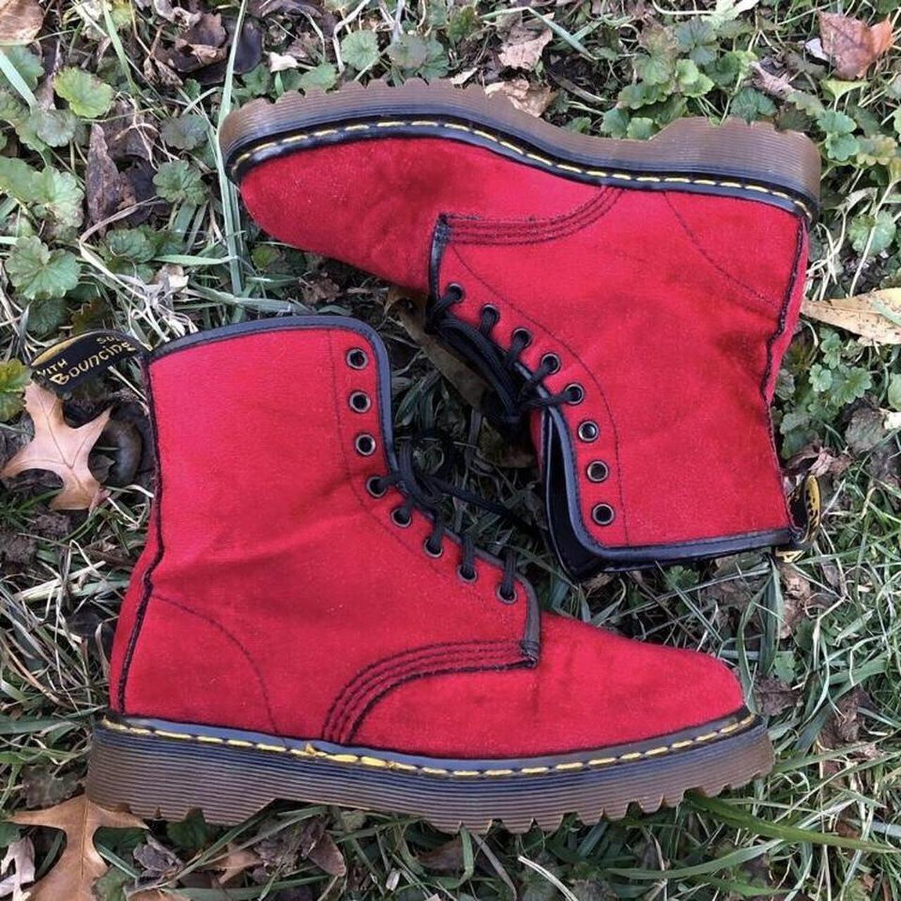 Dr martens red online velvet boots