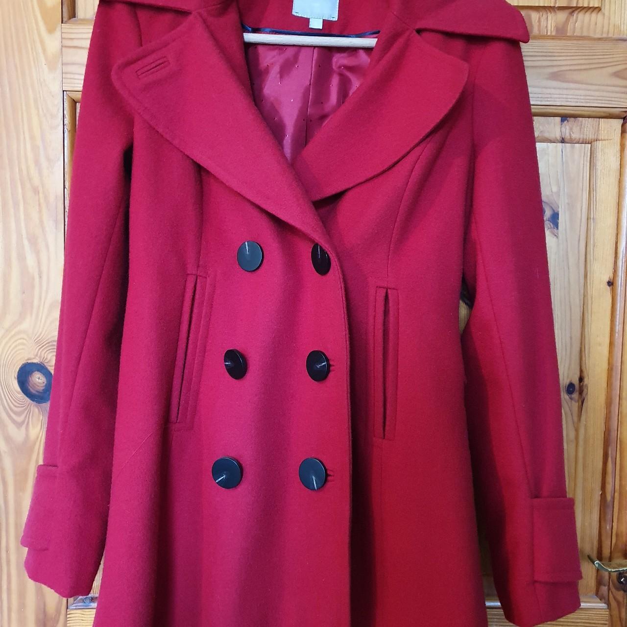 Red Wool Paddington Peacoat 100 wool outer with a... Depop