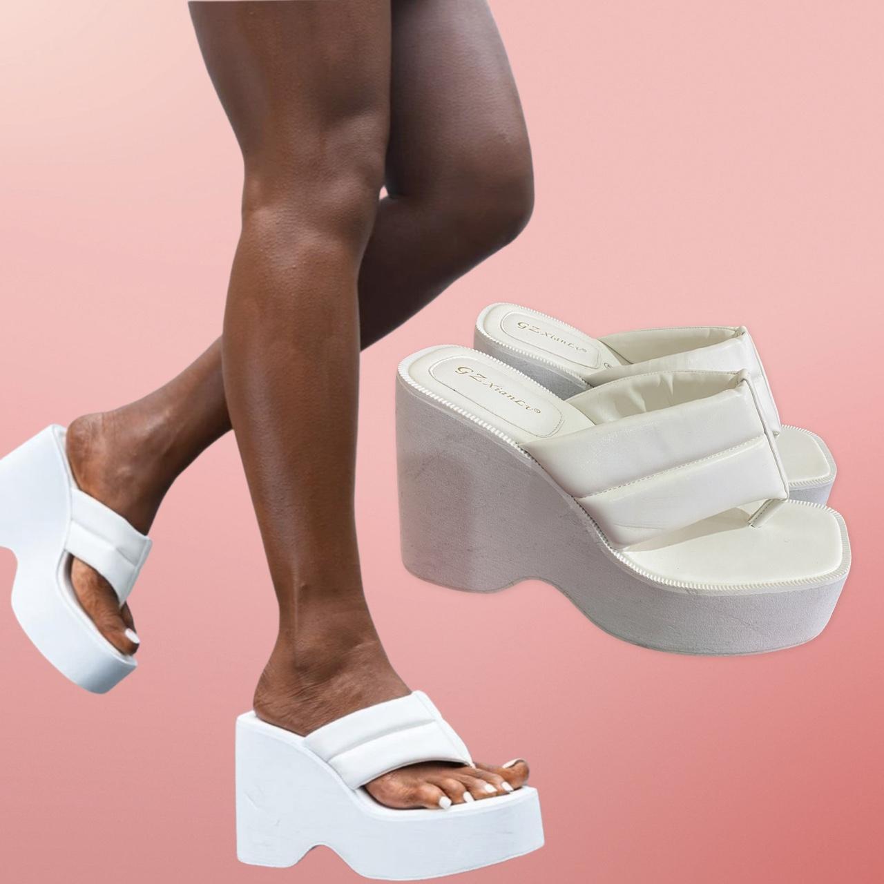 white sandals with platform