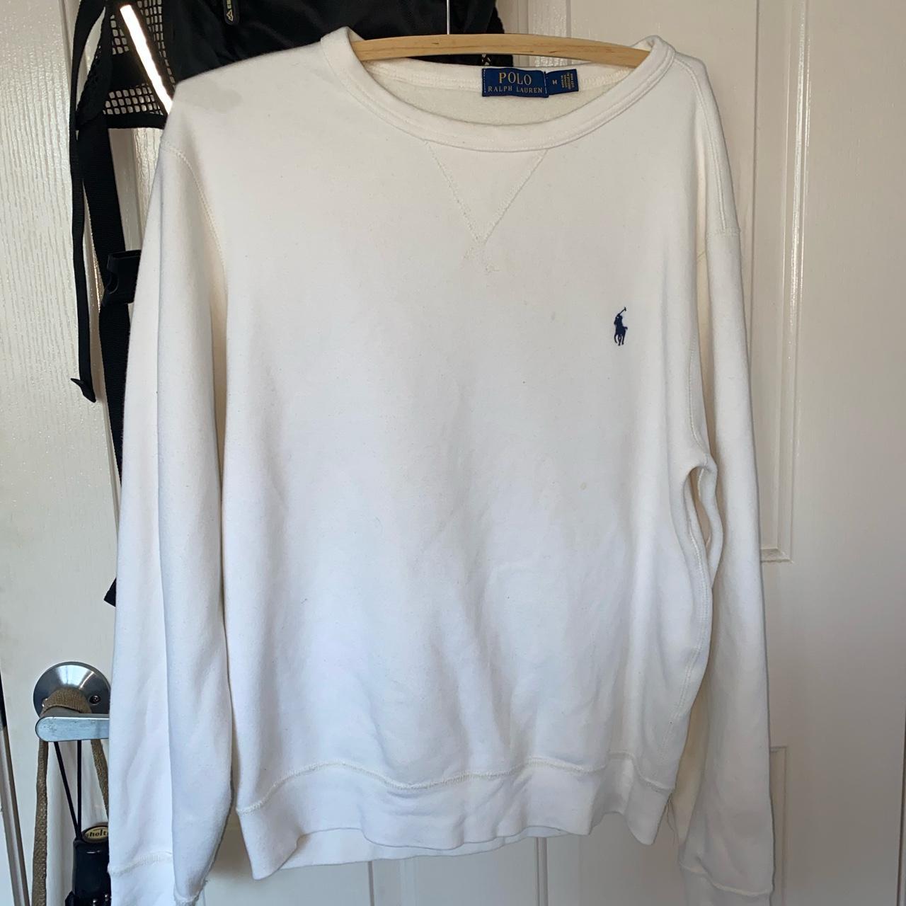 White “Polo” Jumper Size M Selling as its not... - Depop