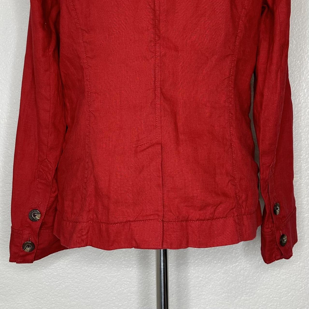 Dana Buchman 100% Linen Red Button Down Jacket - Depop