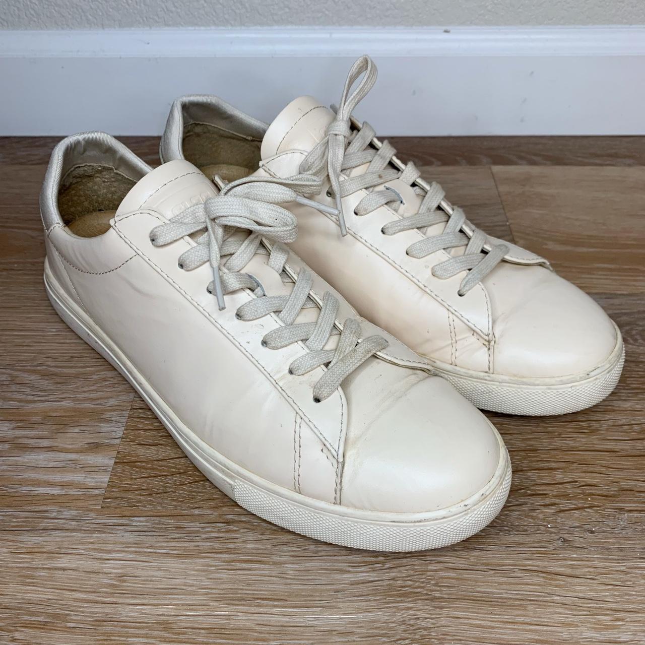 Clae Bradley Cream Leather Sneakers Size:... - Depop