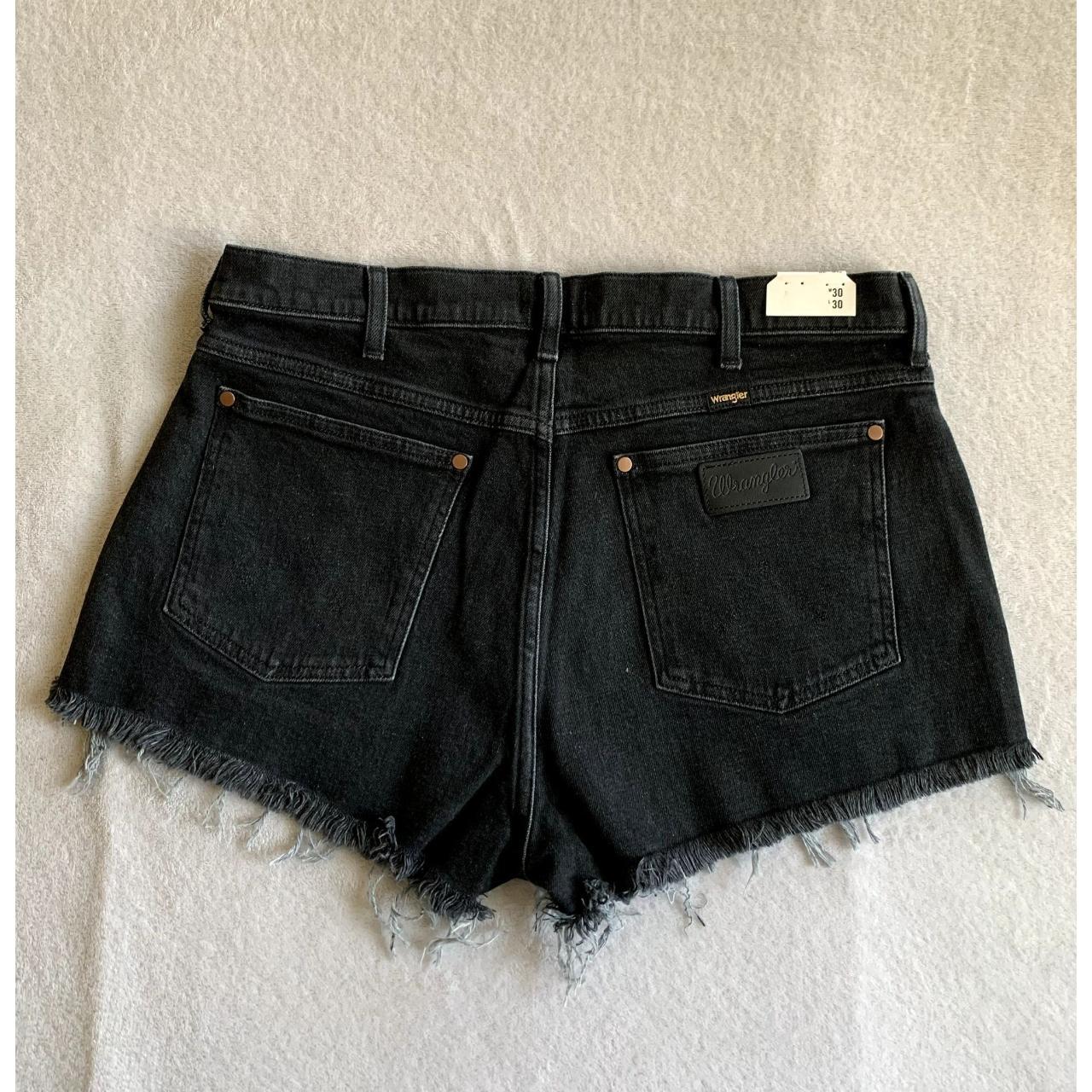 Wrangler Black Denim Frayed Shorts NEW WITH... - Depop