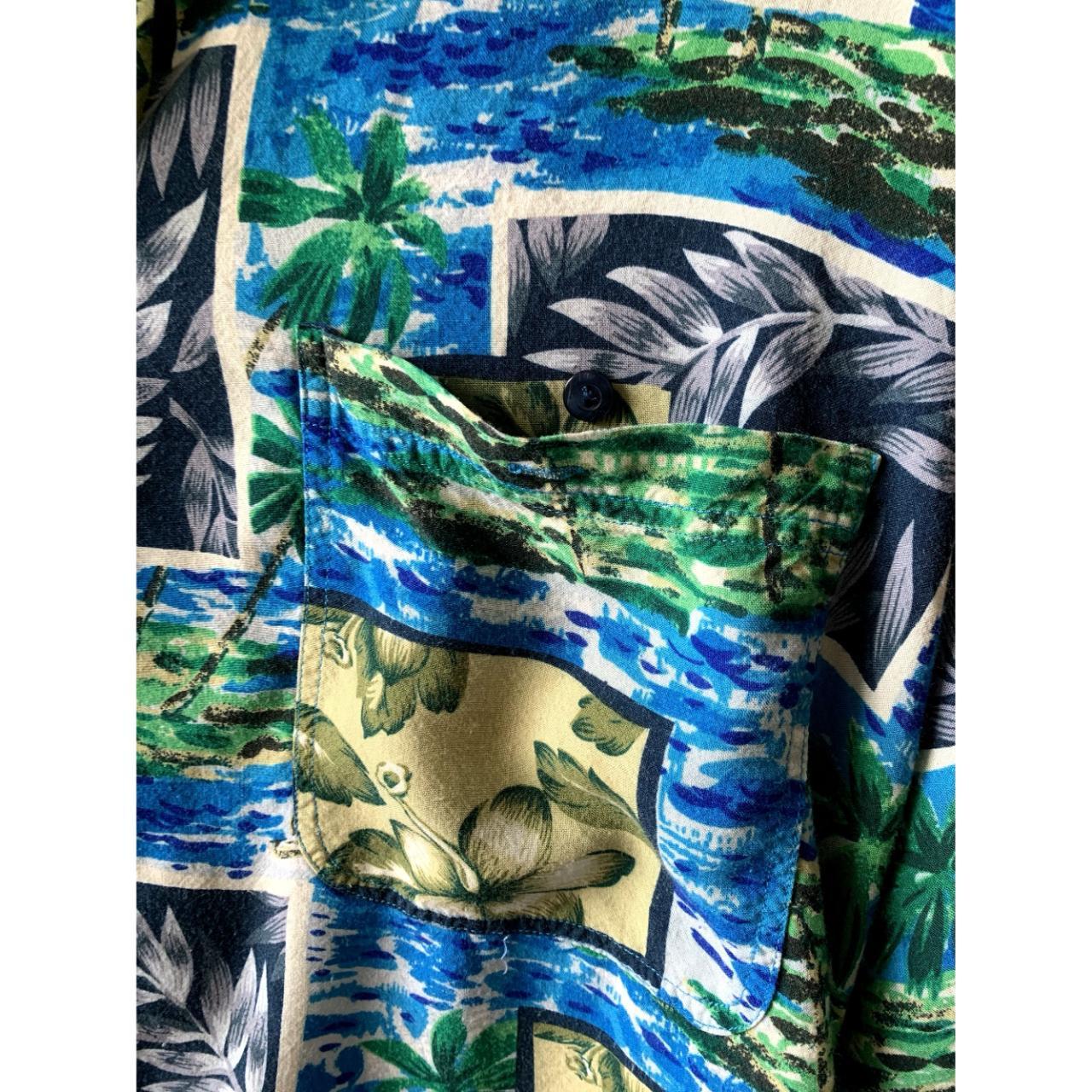 Montage Tropics Blue and Green Hawaiian Shirt Size XL - Depop