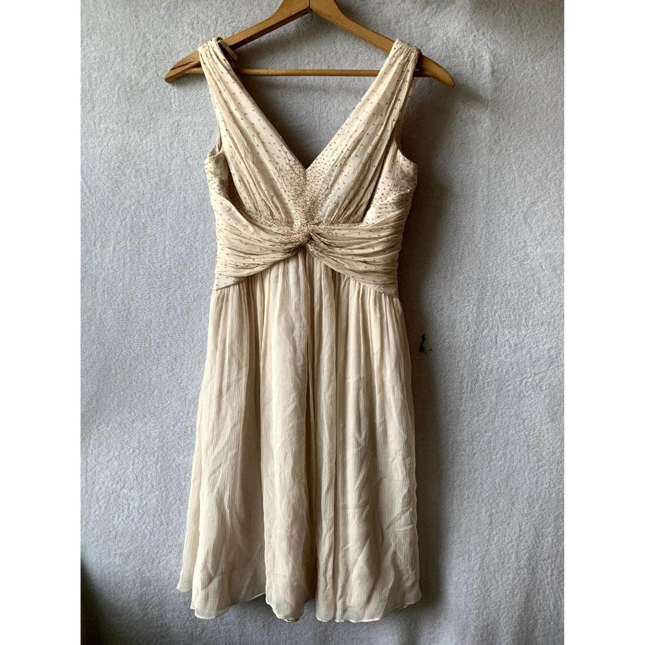 White House Black Market Cream Beaded Chiffon... - Depop