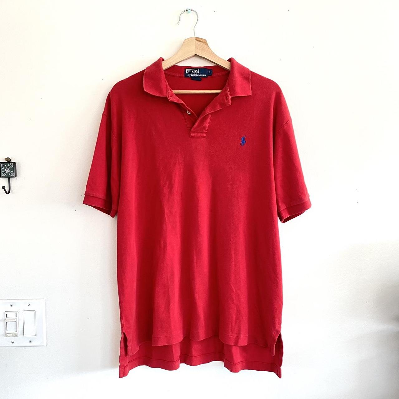 POLO RALPH LAUREN RED POLO BUTTON DOWN TOP SHIRT... - Depop