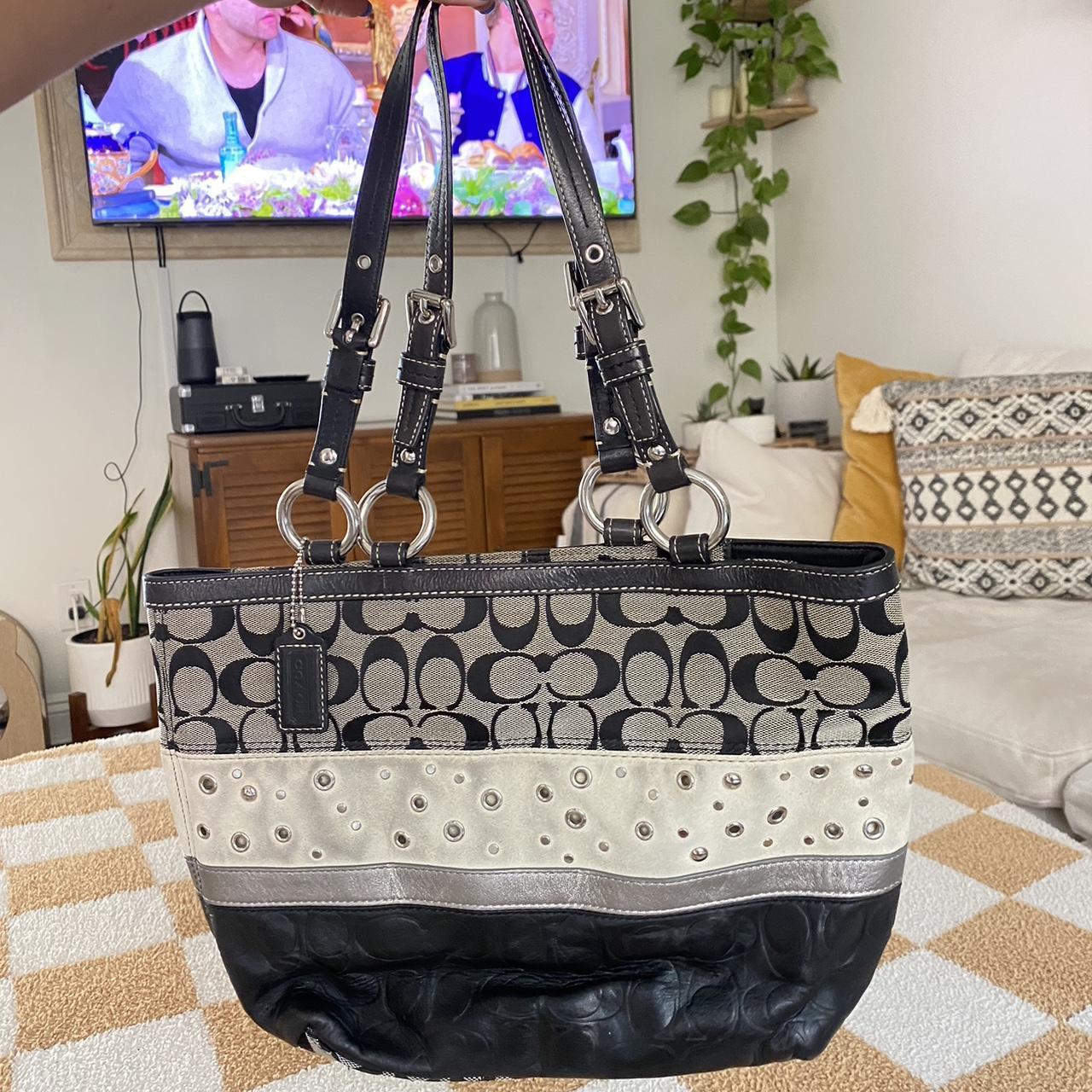 COACH GREY BLACK SILVER VINTAGE Y2K BAG SHOULDER | Depop