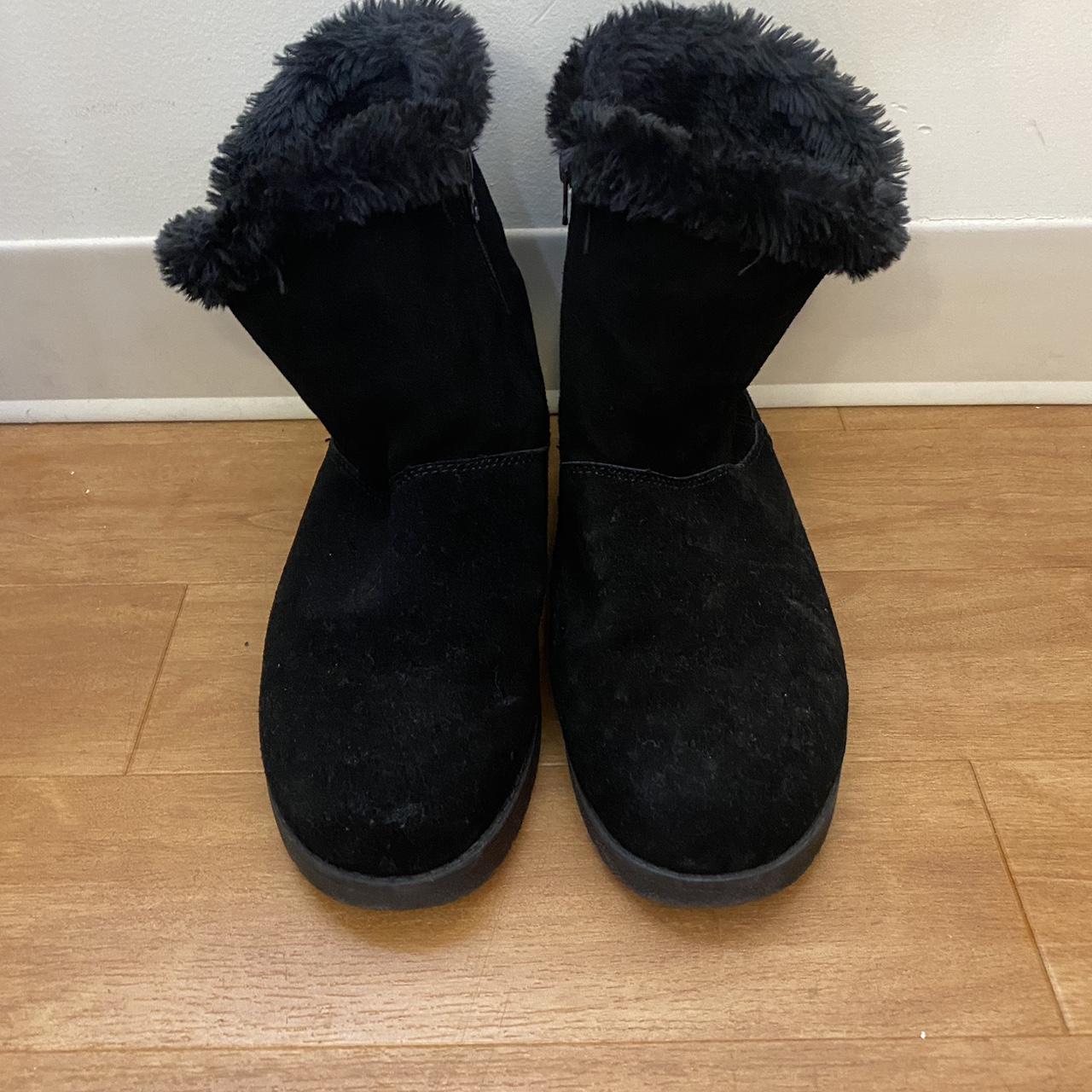 Short black fur on sale boots