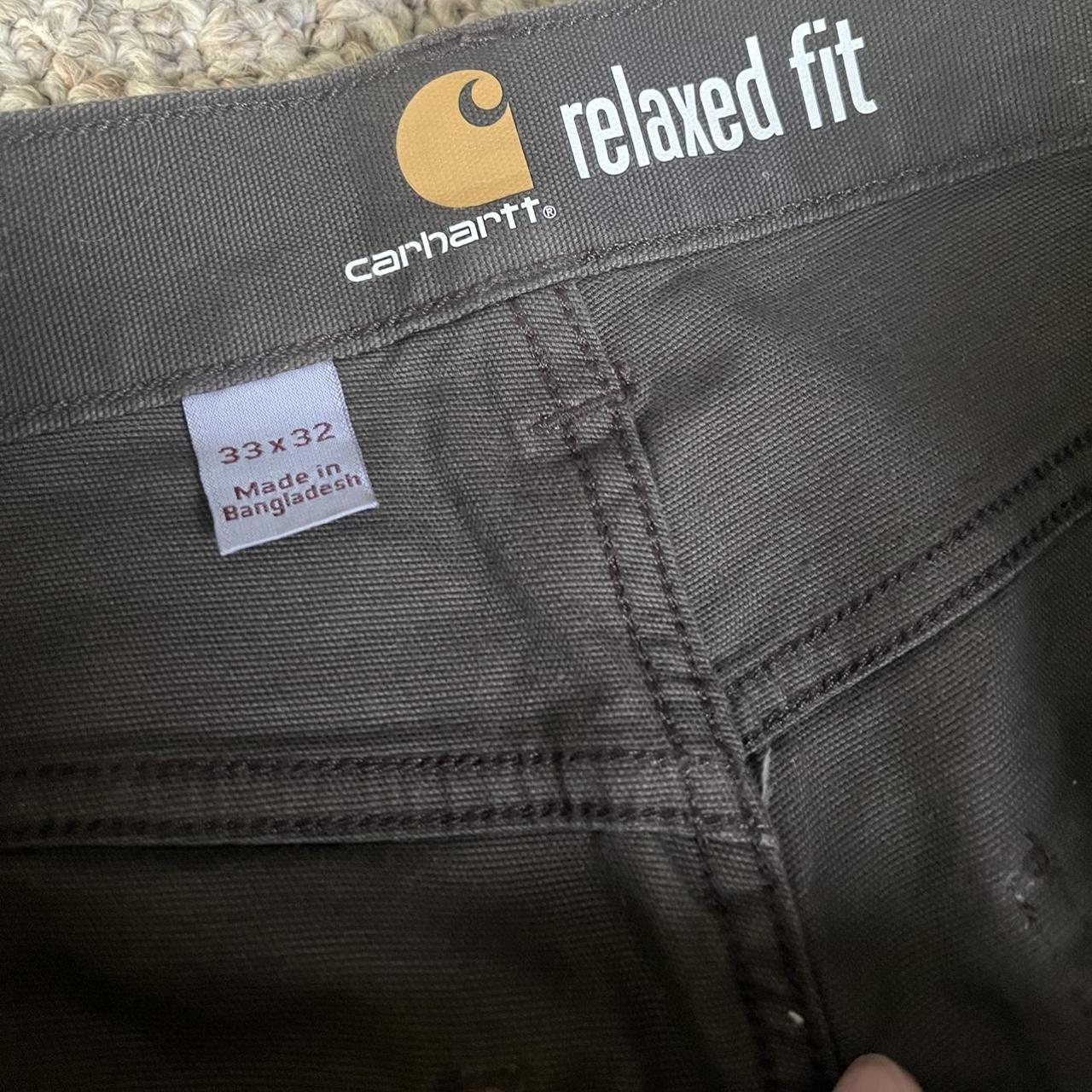 Carhartt relaxed fit work pants in an olive color... - Depop